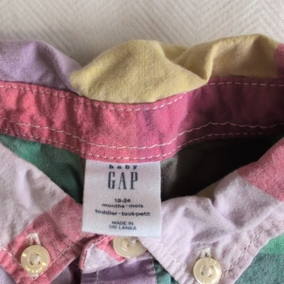 babyGap happy colorful picnic gingham button down shirt 18-24 months baby boy - Picture 2 of 6